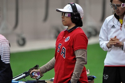 Navy Reservist Uptagrafft Competes in Women's 10-Meter Air Pistol at 2012 London Olympics