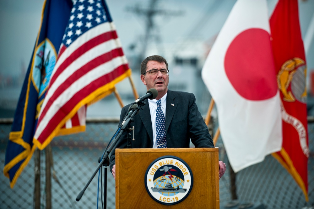 Deputy Defense Secretary Carter Visits USS Blue Ridge in Japan