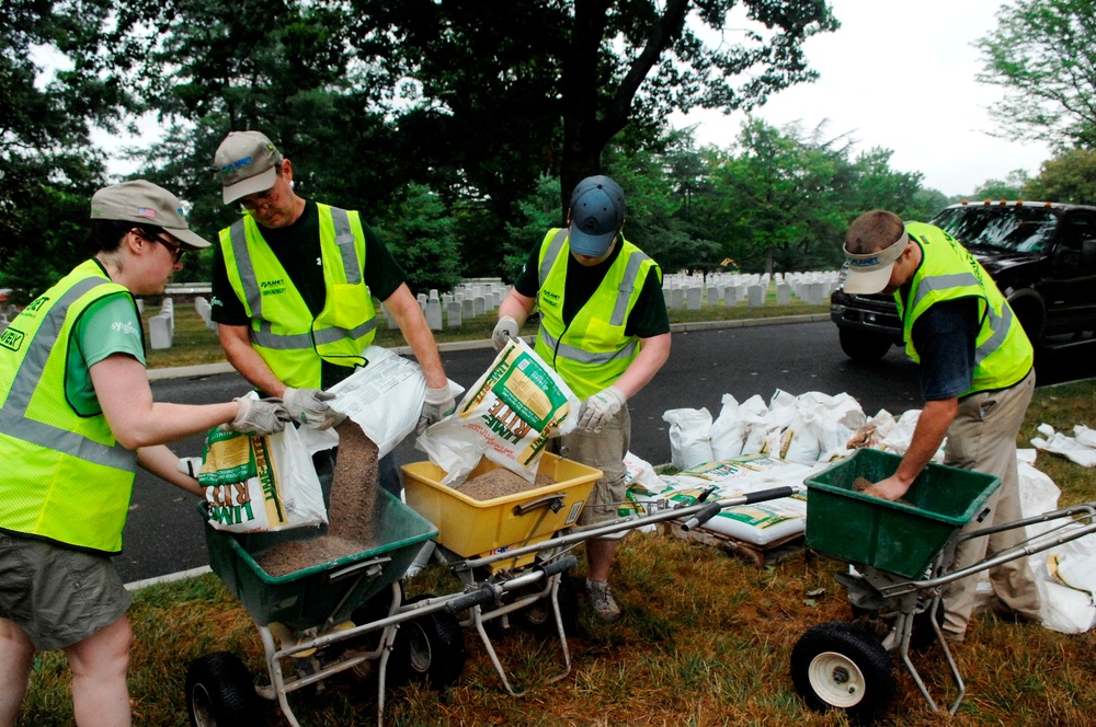 Volunteers Prepare Lime for Arlington National Cemetery