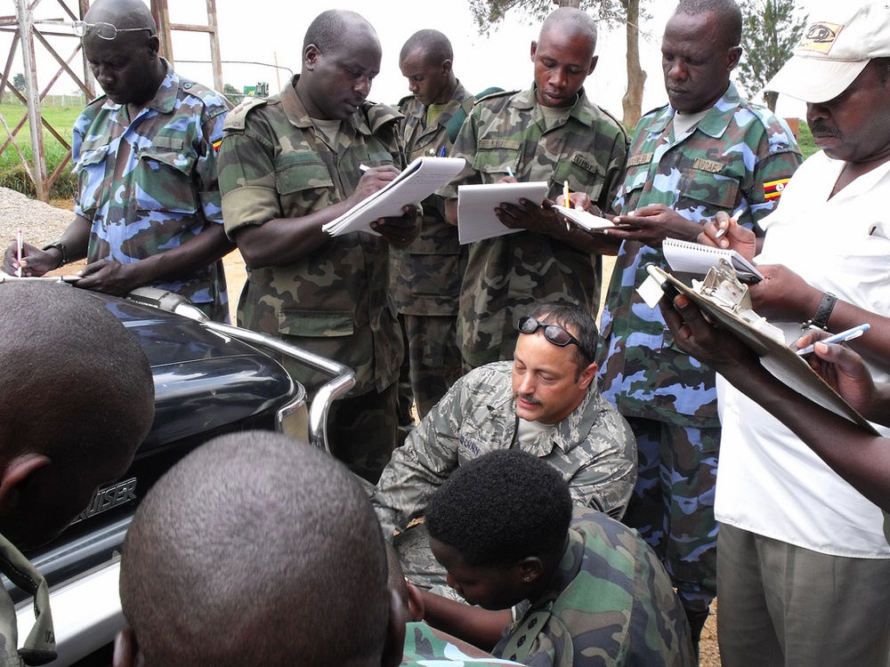 U.S. Air Force Sergeant Trains Ugandan Soldiers in Aircraft Loading