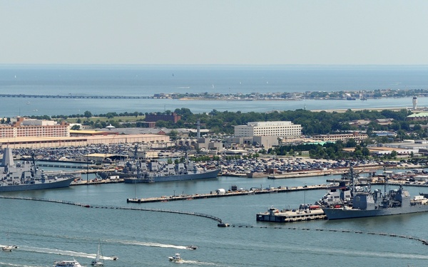 Ships Sail Past Norfolk Waterfront for War of 1812 Bicentennial