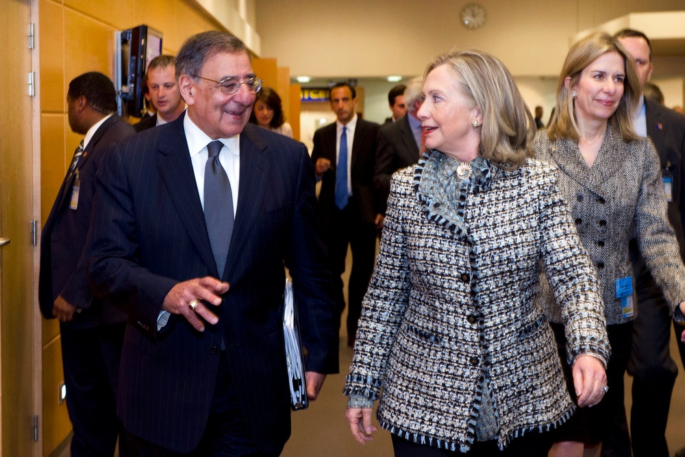 Panetta, Clinton Confer at NATO Headquarters