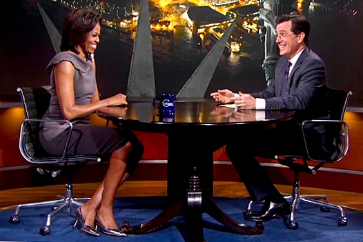 First Lady Michelle Obama Appears on &quot;The Colbert Report&quot; to Discuss Military Family Support