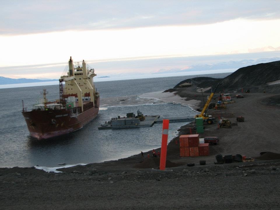 Army Builds Steel Pier to Receive Supplies at McMurdo Station, Antarctica