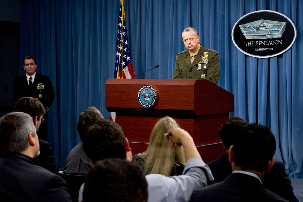 Gen. John R. Allen Briefs Reporters at the Pentagon