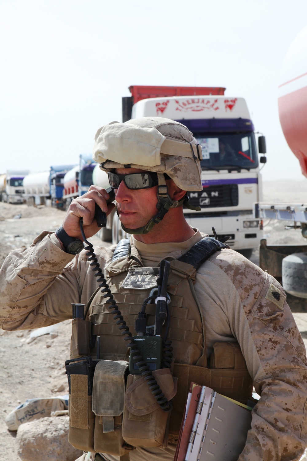 Marines Coordinate with Afghan Truck Drivers Ahead of Joint Convoy