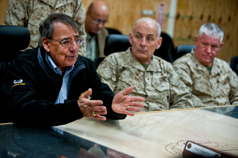 Panetta Meets with Afghan Leaders at Camp Bastion
