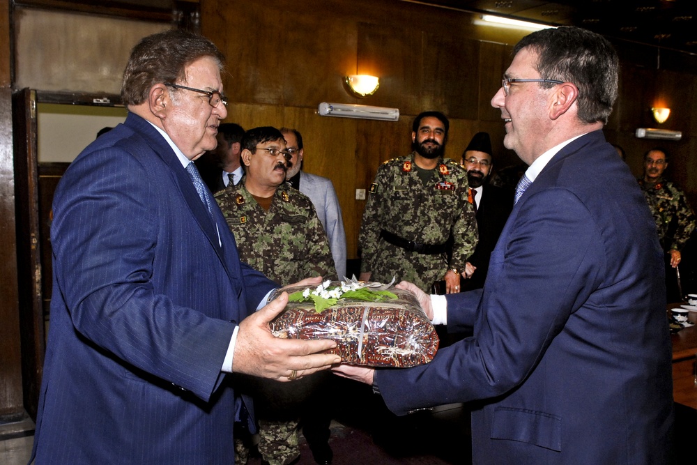 Deputy Defense Secretary Receives Gift from Afghan Defense Minister