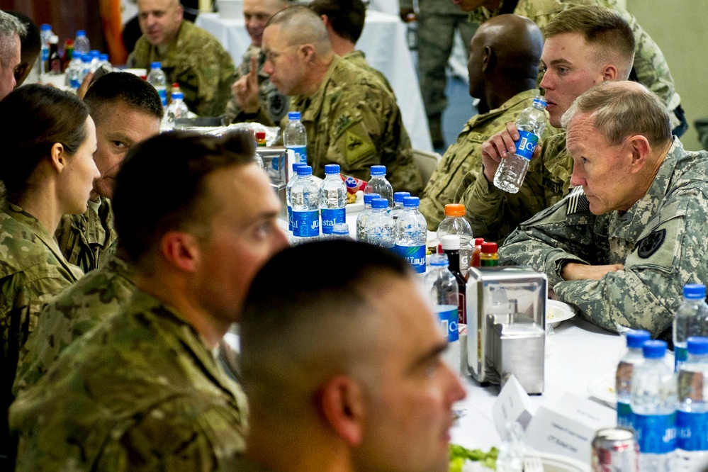 Dempsey Shares Lunch with Troops in Afghanistan