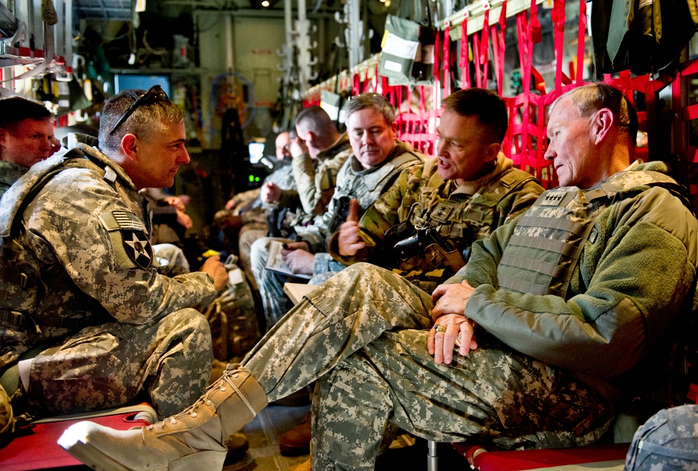 Top Military Leaders Discuss Afghanistan Operations During C-130 Flight