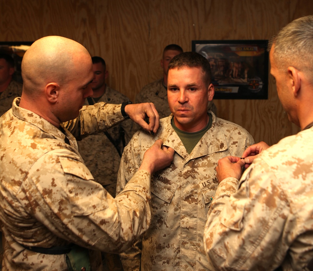 Marine Corps Staff Sgt. Promoted to New Rank in Afghanistan