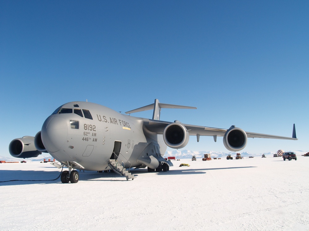 C-17 Transports Supplies to McMurdo Station in Antarctica