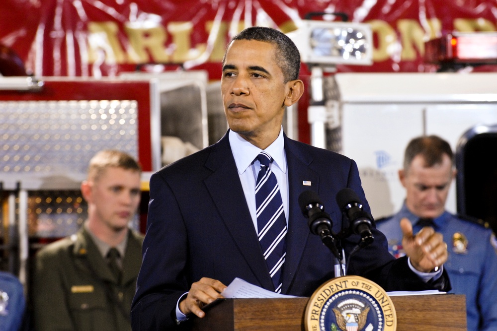 Obama Unveils Veteran Job Corps Initiative at Arlington Fire Station