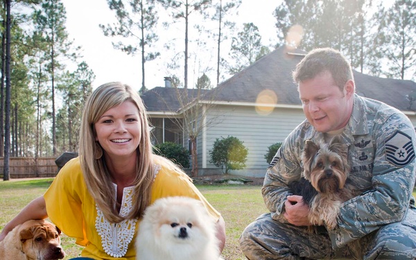 Air Force Family Poses with Beloved Pets