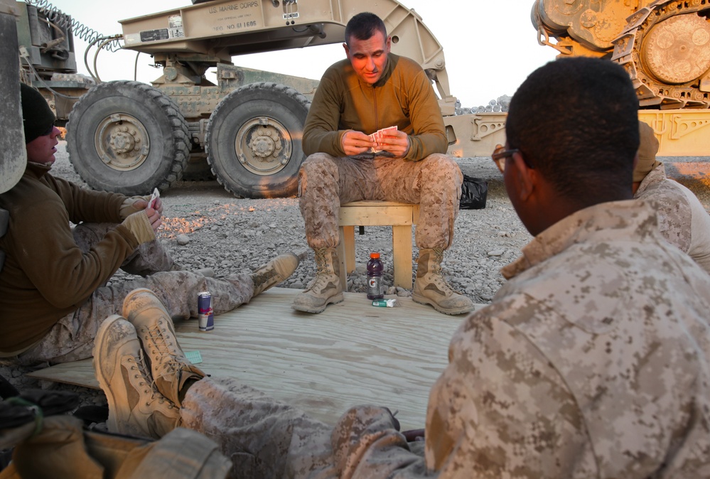 Marines Enjoy Card Game During Reconnaissance Mission