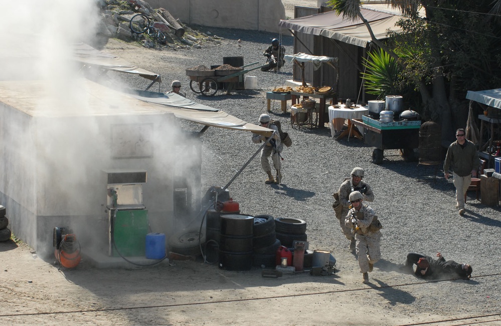 Marines Train for Combat Scenarios at Infantry Immersion Trainer