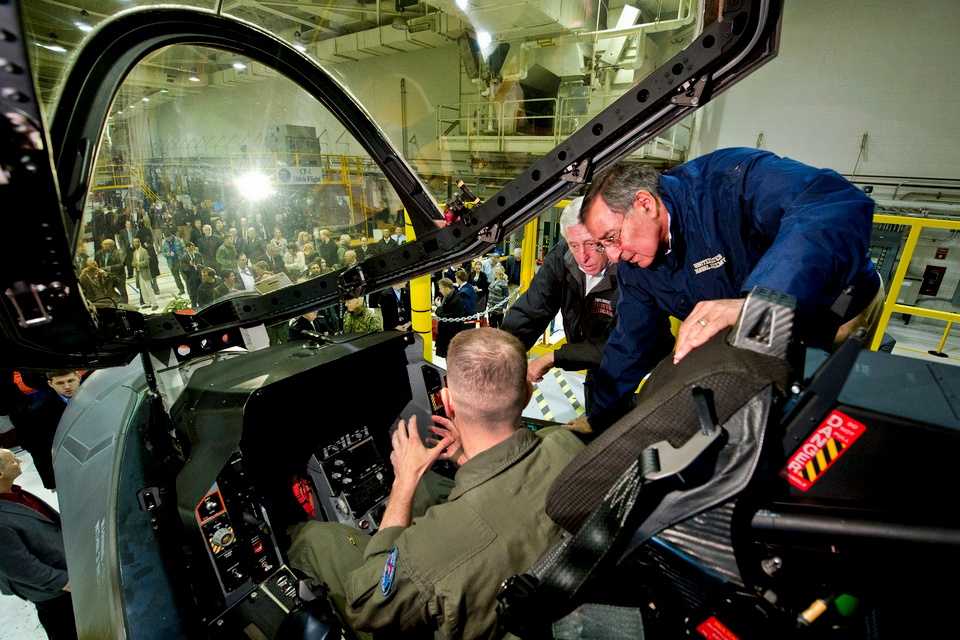 Panetta, Hoyer Tour F-35 Joint Strike Fighter at Patuxent River Naval Air Station