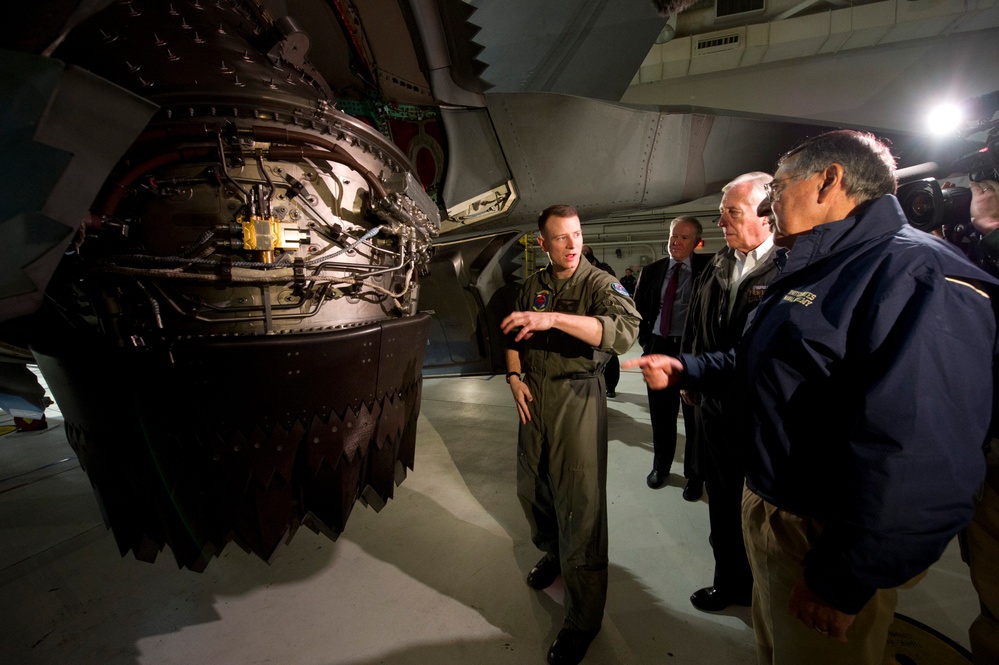 Panetta Tours F-35 Cockpit at Patuxent River Naval Air Station