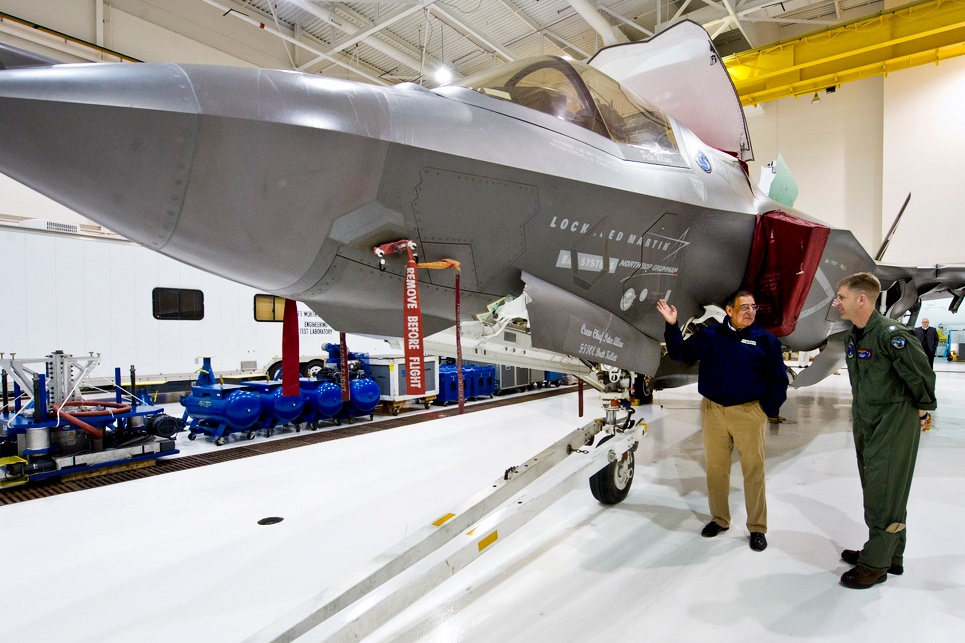 Panetta and Hoyer Tour F-35 Facilities at Patuxent River Naval Air Station