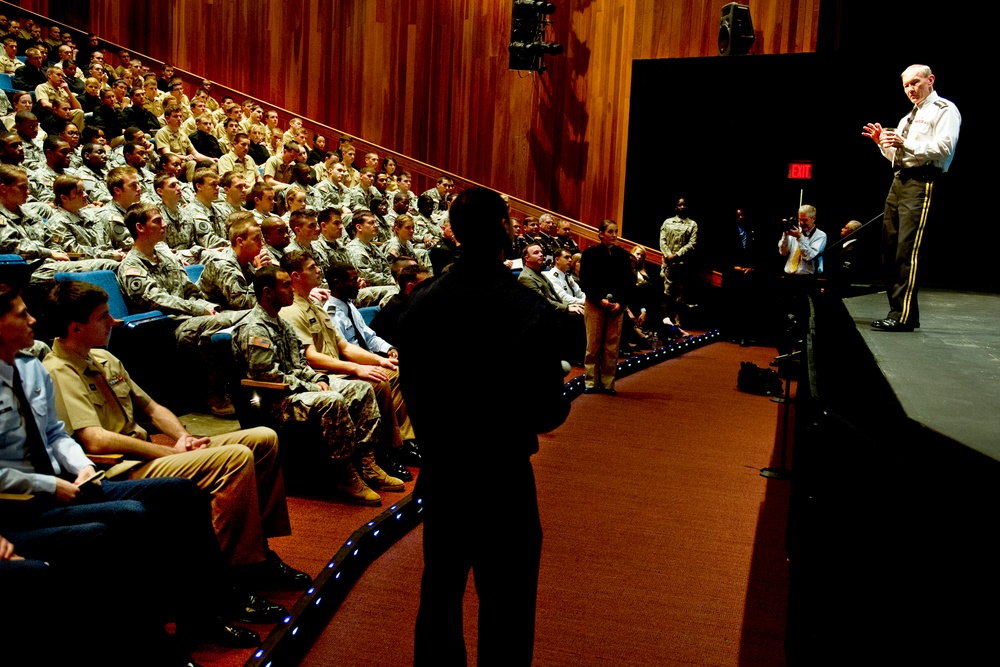 Dempsey Engages with Air Force Cadet at Duke University Town Hall