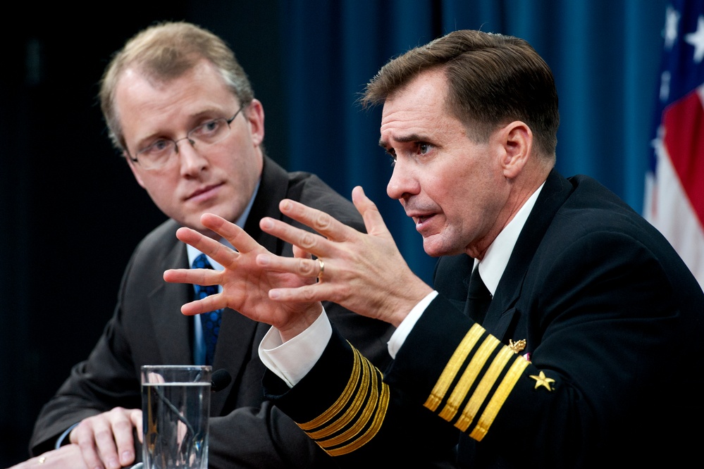 Pentagon Spokesmen Kirby and Little Brief Reporters on Defense Issues
