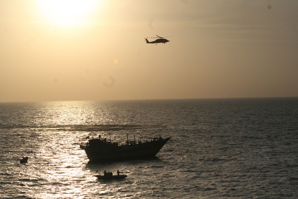U.S. Navy Seahawk Supports Boarding of Iranian Fishing Dhow