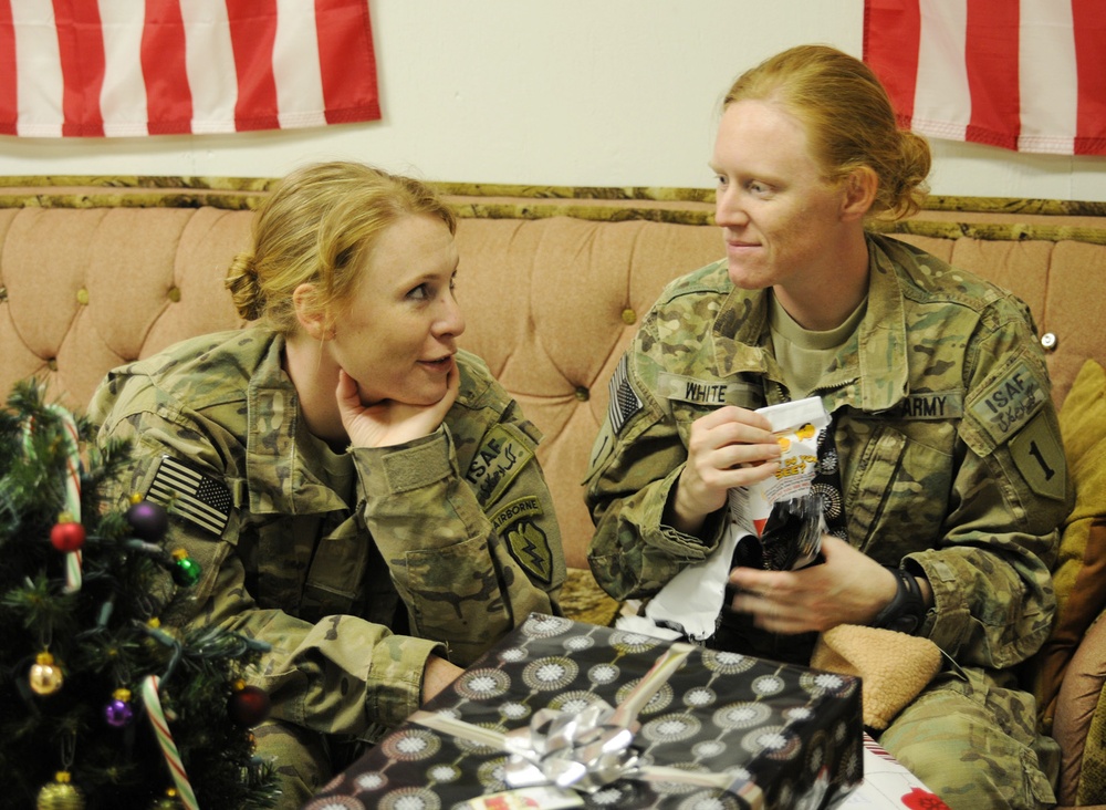 Army Sisters Reunite for Christmas on Afghan Deployment