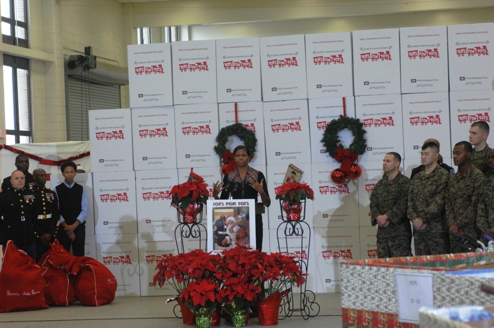 First Lady Joins Marines for Toy Drive at Military Base