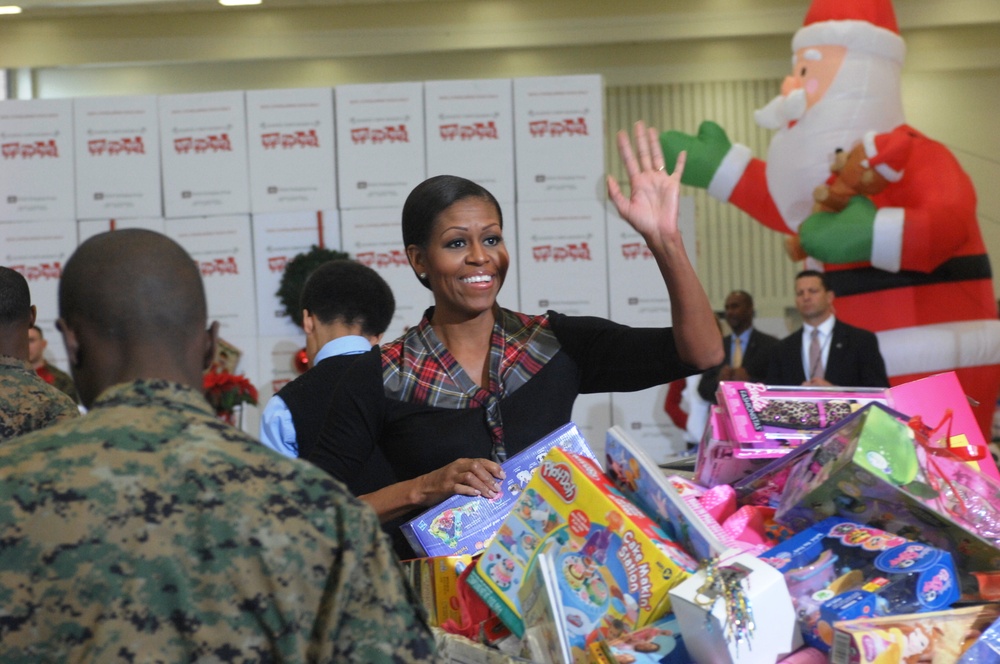 First Lady Joins Marines for Toy Drive at Military Base