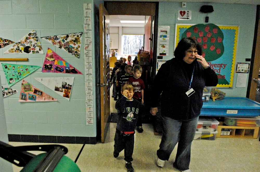 Kindergarten Students at Military-Connected School Depart Classroom