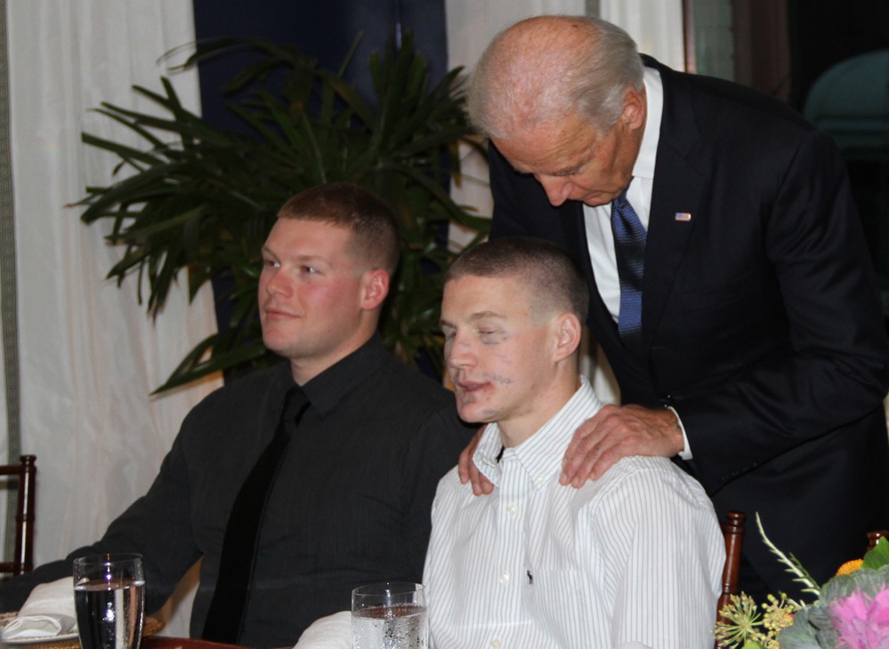 Biden Serves Thanksgiving Meal to Wounded Warriors