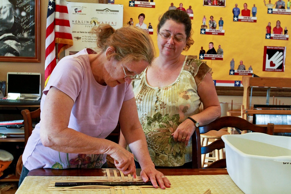 Mother of Injured Soldier Learns Basket Weaving at Support Center