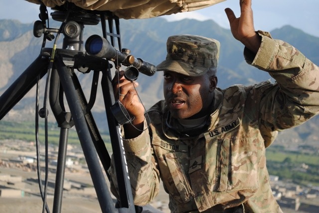 Army Sergeant Adjusts Counter Mortar Radar in Afghanistan