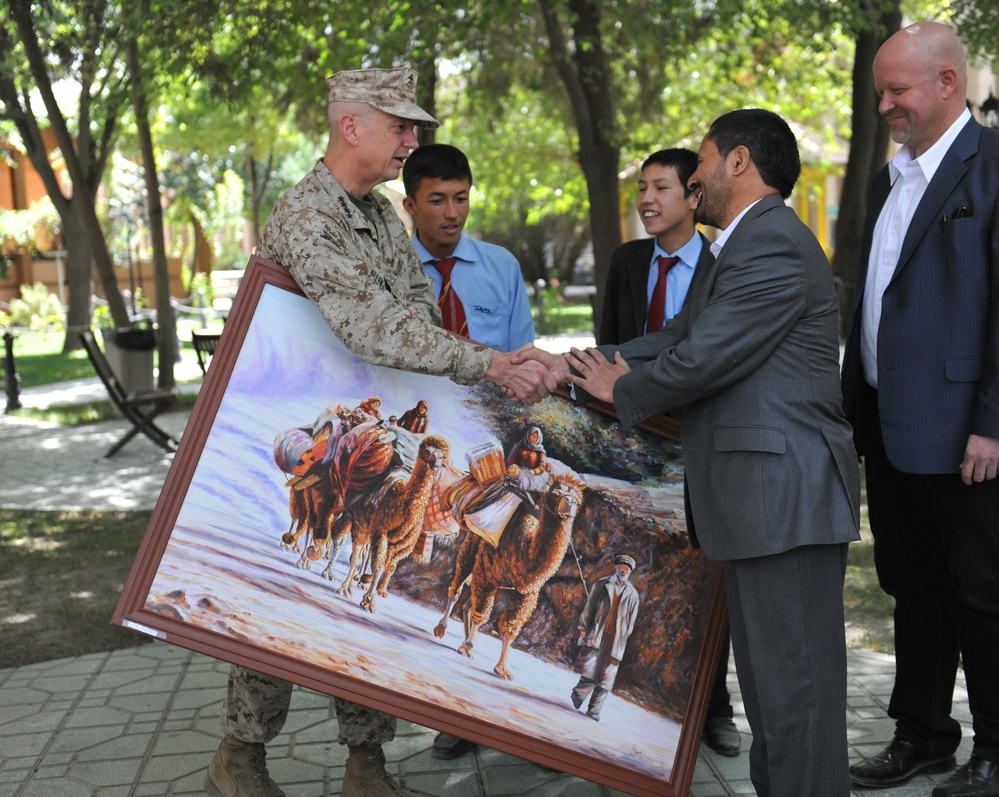 Marine Corps General Visits Afghan High School, Receives Student Painting