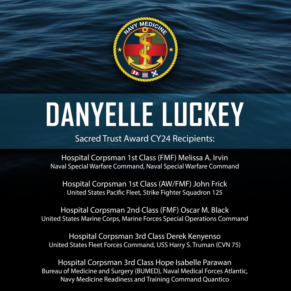 Hospital corpsmen honored with Sacred Trust Award in memory of Seaman Danyelle Luckey