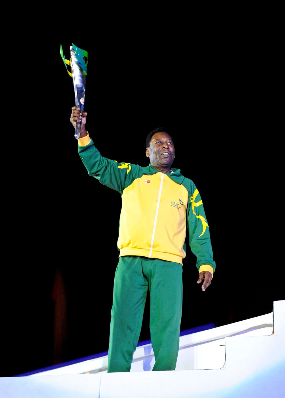 Pele, Brazilian Soccer Legend, Lights Cauldron at Military World Games Opening Ceremony
