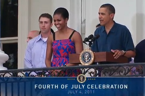 Obama Celebrates Independence Day with Troops and Family at White House