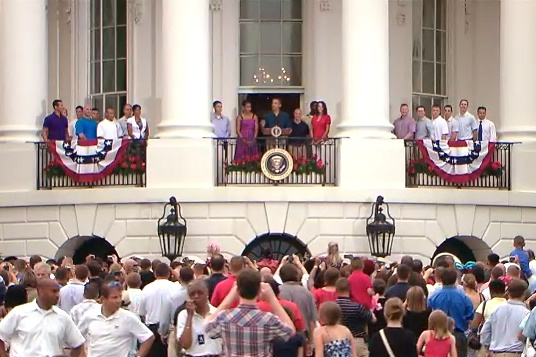 Obama and First Lady Celebrate Independence Day with Troops at White House