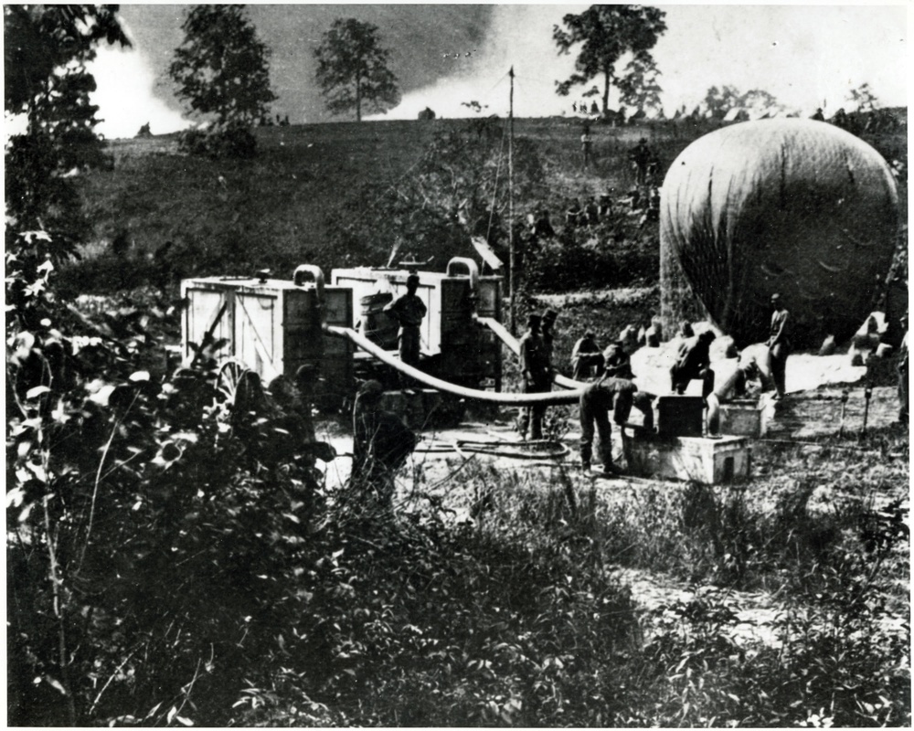 Thaddeus Lowe Inflates Intrepid Balloon During Battle of Fair Oaks