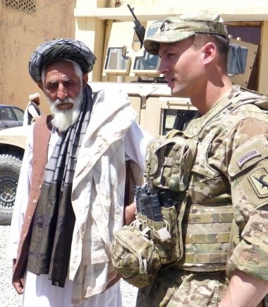 Army Sergeant Talks to Afghan Village Elder