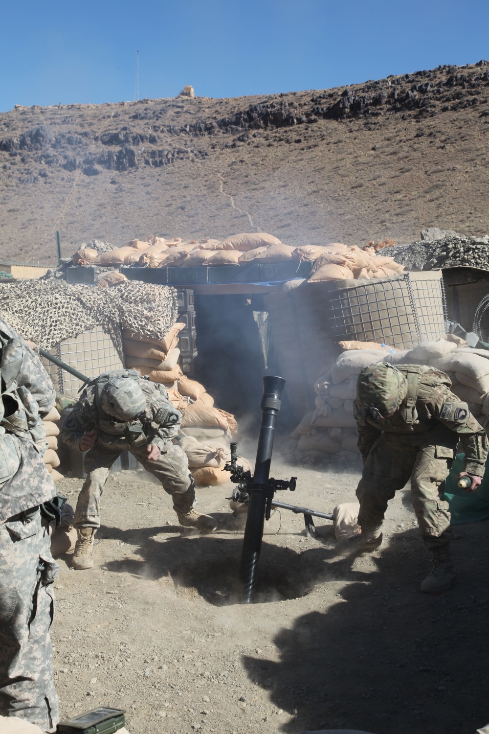 Mortars Fired by 101st Airborne Soldiers at Combat Outpost in Afghanistan