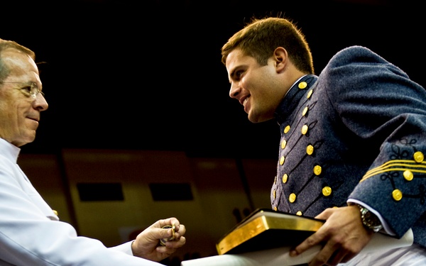 Mullen Congratulates VMI Cadet at Commencement