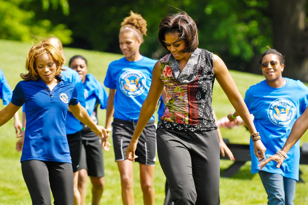 First Lady Michelle Obama Leads Fitness Event for Military Families