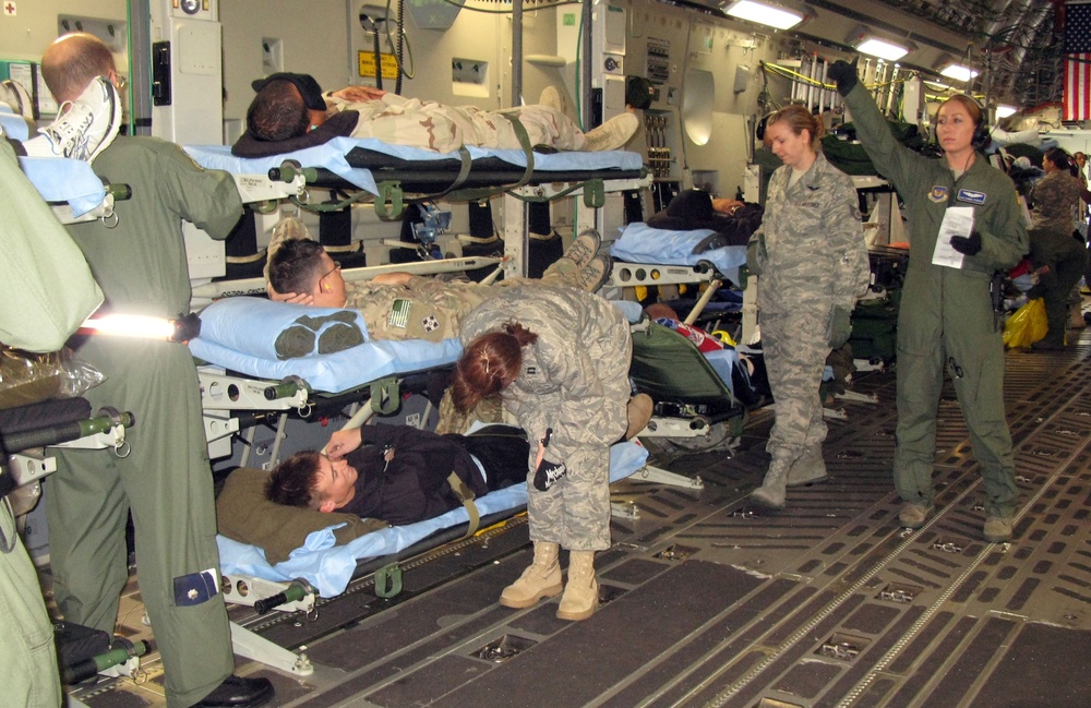 Aeromedical Crew Prepares Wounded Warriors for Transport to U.S. for Advanced Care