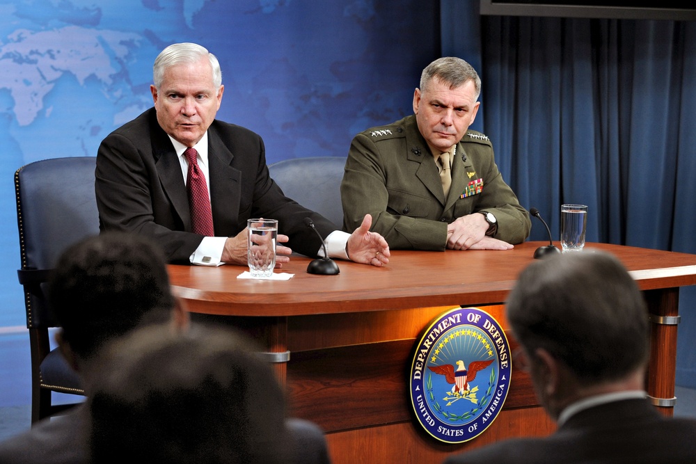 Defense Leaders Hold Joint Press Conference at Pentagon