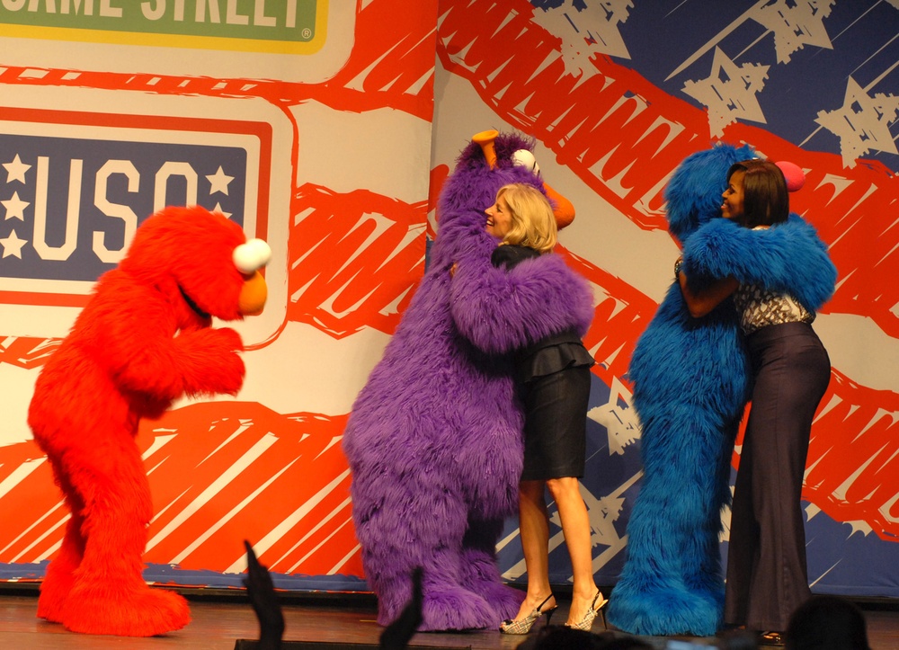 First Lady, Dr. Biden Greet Sesame Street Muppets at Military Families Event