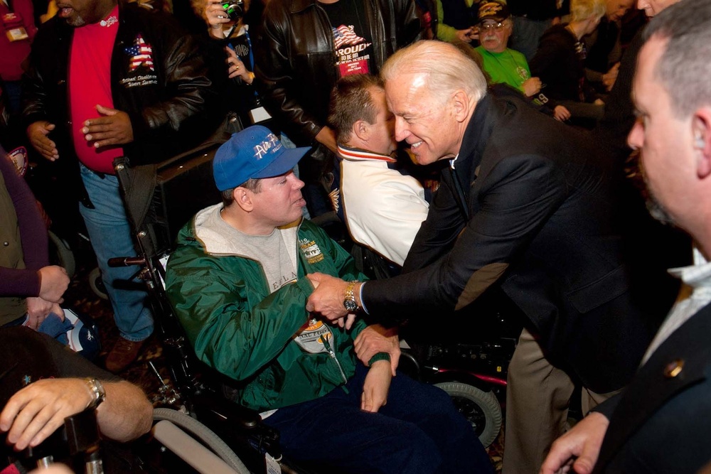 Biden Greets Disabled Veterans at Winter Sports Clinic