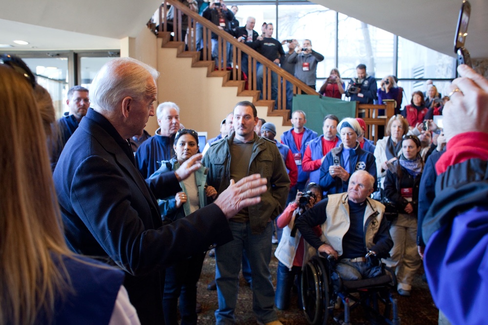 Biden Greets Disabled Veterans at Winter Sports Clinic