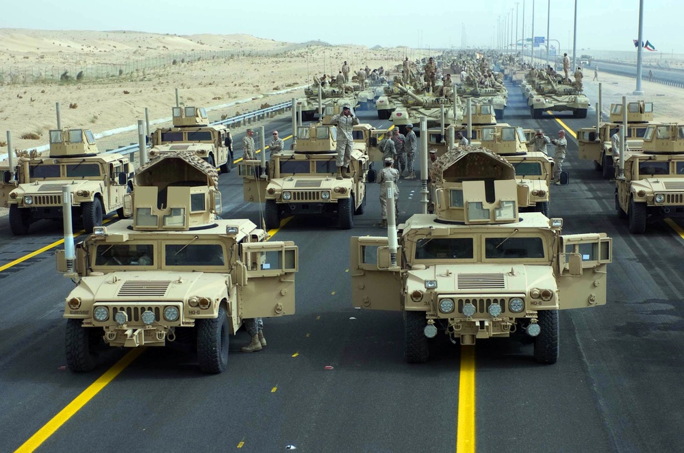 U.S. Forces Lead Coalition Convoy at Kuwait's 50/20 Celebration