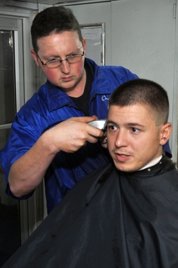 Navy Petty Officers Provide Haircuts Aboard USS Ponce